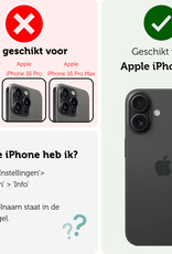 Forterra Hoesje Geschikt voor iPhone 16 Book Case Kunstleer Hoes Met Screenprotector - Hoes Geschikt voor iPhone 16 Hoesje Bookcase Met Pasjeshouder - Donkerblauw