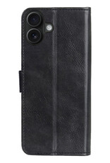Forterra Hoesje Geschikt voor iPhone 16 Book Case Kunstleer Hoes Met Screenprotector - Hoes Geschikt voor iPhone 16 Hoesje Bookcase Met Pasjeshouder - Zwart
