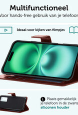 Forterra Hoesje Geschikt voor iPhone 16 Plus Book Case Kunstleer Hoes - Hoes Geschikt voor iPhone 16 Plus Hoesje Bookcase Met Pasjeshouder - Bruin
