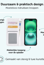Forterra Hoesje Geschikt voor iPhone 16 Plus Book Case Kunstleer Hoes - Hoes Geschikt voor iPhone 16 Plus Hoesje Bookcase Met Pasjeshouder - Wit