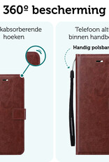 Forterra Hoesje Geschikt voor iPhone 16 Plus Book Case Kunstleer Hoes Met Screenprotector - Hoes Geschikt voor iPhone 16 Plus Hoesje Bookcase Met Pasjeshouder - Bruin