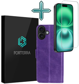 Forterra Forterra iPhone 16 Plus Hoesje Bookcase Met Screenprotector - Paars