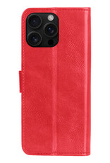 Forterra Hoesje Geschikt voor iPhone 16 Pro Book Case Kunstleer Hoes - Hoes Geschikt voor iPhone 16 Pro Hoesje Bookcase Met Pasjeshouder - Rood