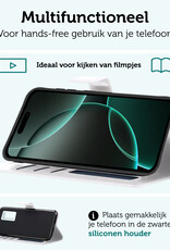 Forterra Hoesje Geschikt voor iPhone 16 Pro Book Case Kunstleer Hoes - Hoes Geschikt voor iPhone 16 Pro Hoesje Bookcase Met Pasjeshouder - Wit