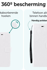 Forterra Hoesje Geschikt voor iPhone 16 Pro Book Case Kunstleer Hoes - Hoes Geschikt voor iPhone 16 Pro Hoesje Bookcase Met Pasjeshouder - Wit