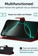 Forterra Hoesje Geschikt voor iPhone 16 Pro Book Case Kunstleer Hoes Met Screenprotector - Hoes Geschikt voor iPhone 16 Pro Hoesje Bookcase Met Pasjeshouder - Bruin