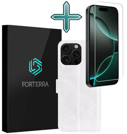 Forterra Forterra iPhone 16 Pro Hoesje Bookcase Met Screenprotector - Wit