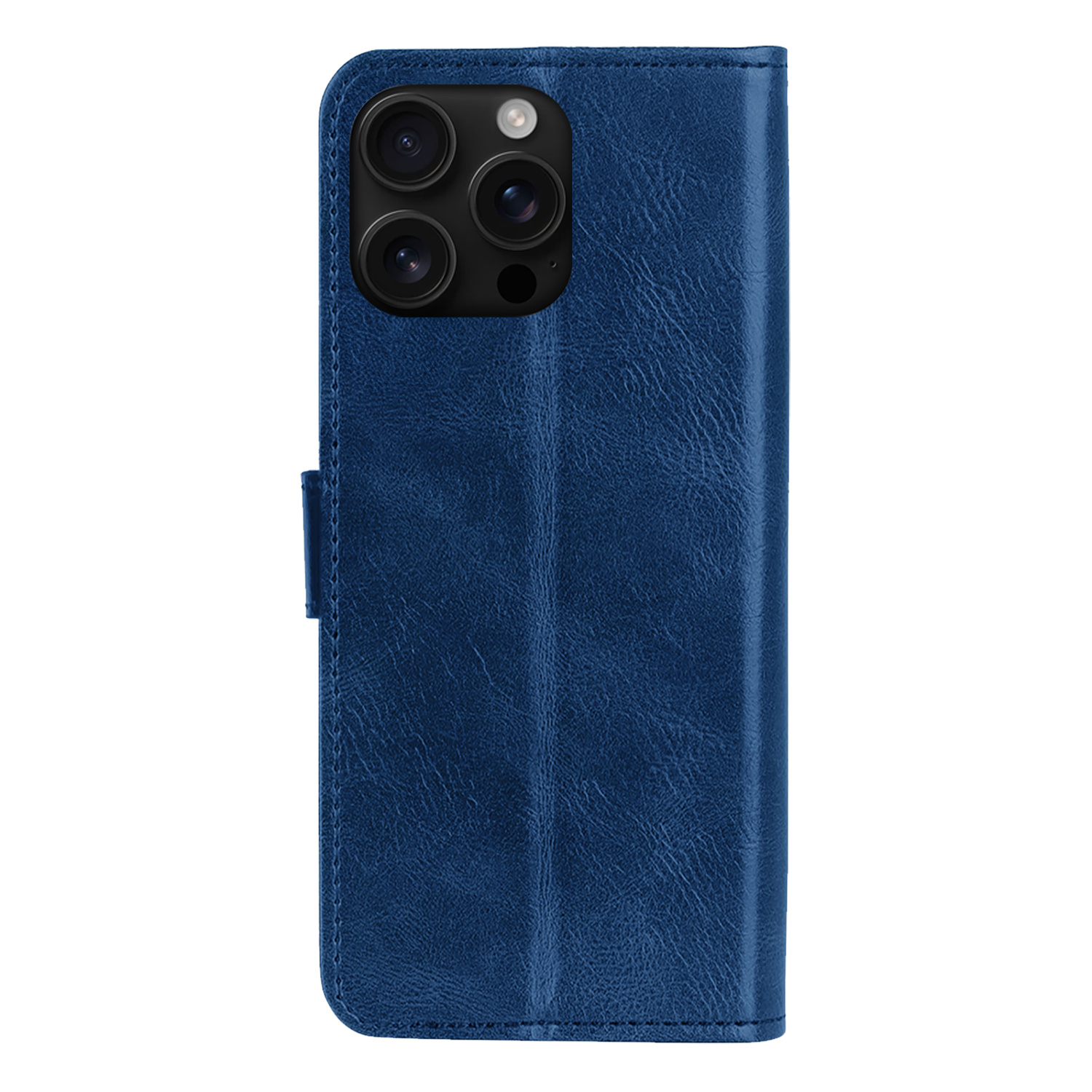 Forterra Hoesje Geschikt voor iPhone 16 Pro Book Case Kunstleer Hoes Met 2x Screenprotector - Hoes Geschikt voor iPhone 16 Pro Hoesje Bookcase Met Pasjeshouder - Donkerblauw