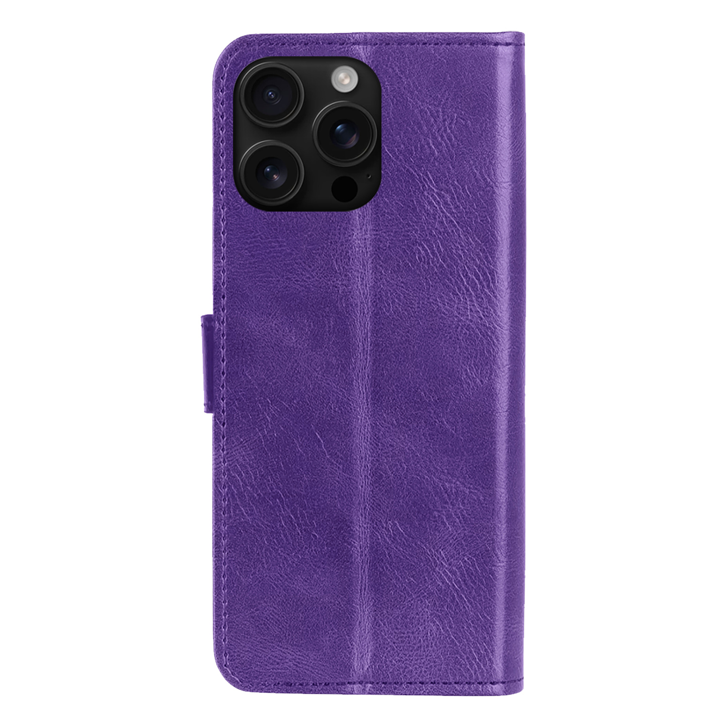 Forterra Hoesje Geschikt voor iPhone 16 Pro Book Case Kunstleer Hoes Met 2x Screenprotector - Hoes Geschikt voor iPhone 16 Pro Hoesje Bookcase Met Pasjeshouder - Paars