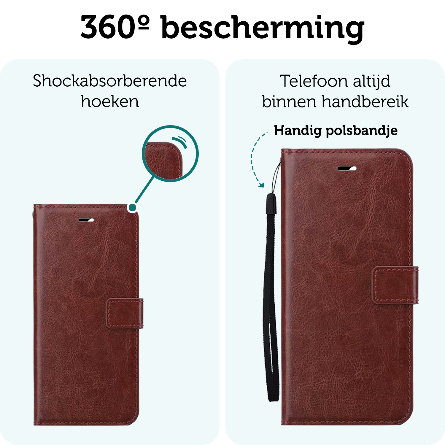 Forterra Hoesje Geschikt voor iPhone 16 Pro Max Book Case Kunstleer Hoes - Hoes Geschikt voor iPhone 16 Pro Max Hoesje Bookcase Met Pasjeshouder - Bruin