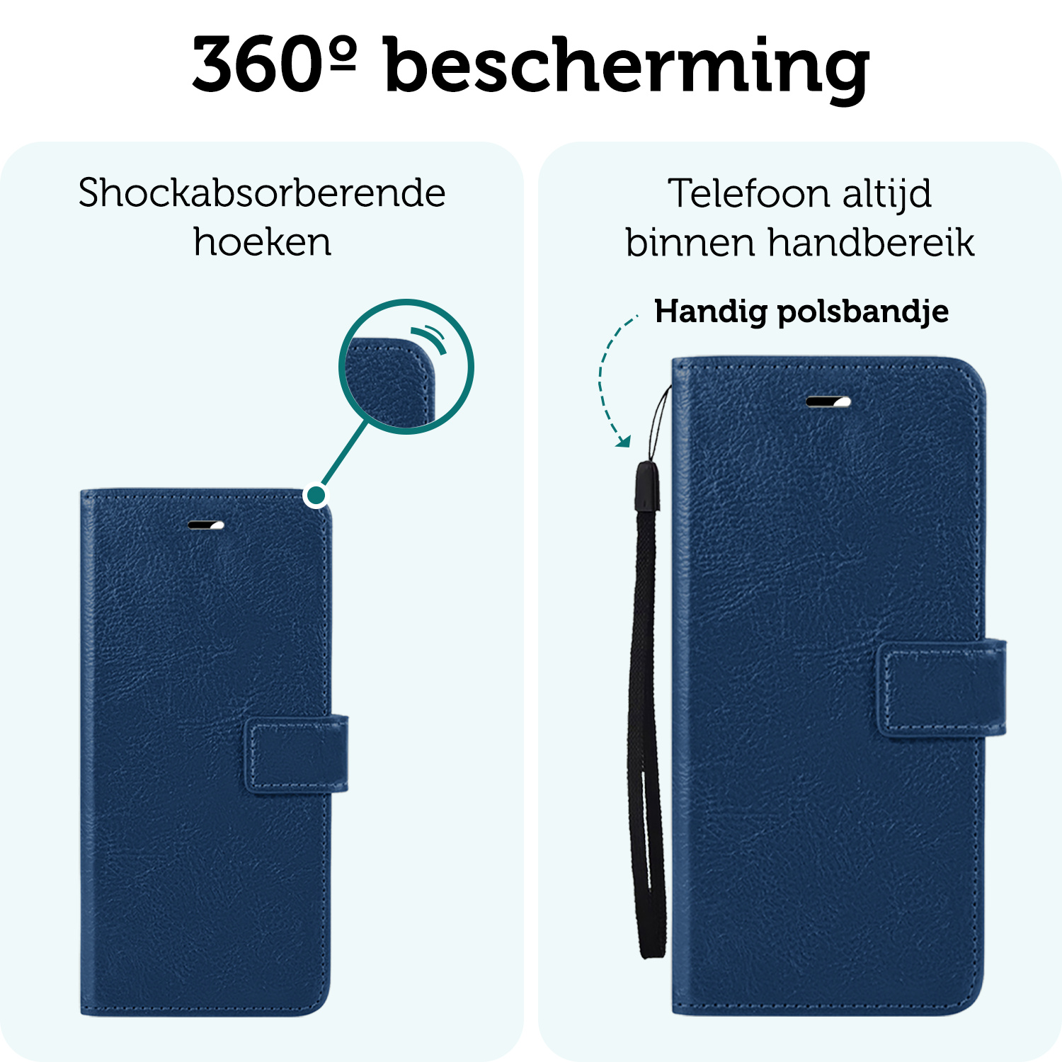 Forterra Hoesje Geschikt voor iPhone 16 Pro Max Book Case Kunstleer Hoes - Hoes Geschikt voor iPhone 16 Pro Max Hoesje Bookcase Met Pasjeshouder - Donkerblauw