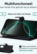 Forterra Hoesje Geschikt voor iPhone 16 Pro Max Book Case Kunstleer Hoes Met 2x Screenprotector - Hoes Geschikt voor iPhone 16 Pro Max Hoesje Bookcase Met Pasjeshouder - Zwart