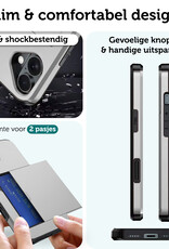 Forterra Hoesje Geschikt voor iPhone 16 Pashouder Hard Case Hoes Met 2x Screenprotector - Hoes Geschikt voor iPhone 16 Hoesje Back Cover Met Pasjeshouder - Grijs