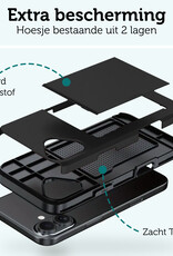 Forterra Hoesje Geschikt voor iPhone 16 Pashouder Hard Case Hoes Met 2x Screenprotector - Hoes Geschikt voor iPhone 16 Hoesje Back Cover Met Pasjeshouder - Zwart