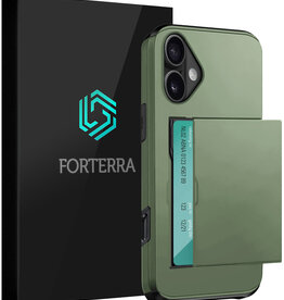 Forterra Forterra iPhone 16 Plus Hoesje Pashouder Hard - Donker Groen