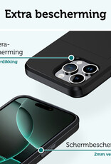 Forterra Hoesje Geschikt voor iPhone 16 Pro Pashouder Hard Case Hoes Met Screenprotector - Hoes Geschikt voor iPhone 16 Pro Hoesje Back Cover Met Pasjeshouder - Zwart