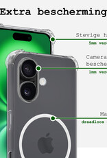 BASEY. Hoes Geschikt voor iPhone 16 Plus Hoesje Magsafe Compatible Shock Proof Case Transparant - Hoesje Geschikt voor iPhone 16 Plus Hoes Geschikt voor Magsafe Cover Shockproof - 2 Stuks