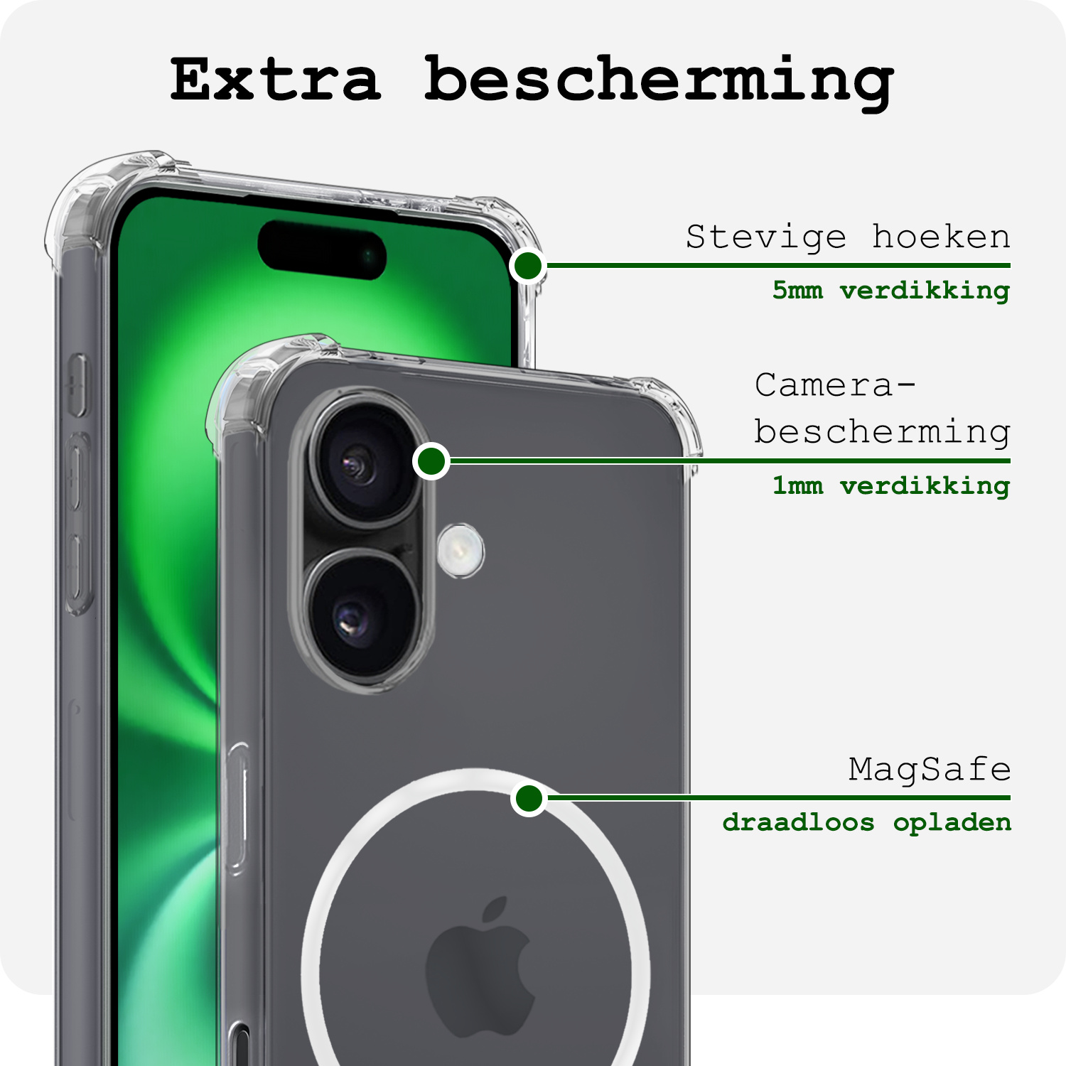 BASEY. Hoes Geschikt voor iPhone 16 Plus Hoesje Magsafe Compatible Shock Proof Case Transparant - Hoesje Geschikt voor iPhone 16 Plus Hoes Geschikt voor Magsafe Cover Shockproof - 2 Stuks