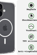 BASEY. Hoes Geschikt voor iPhone 16 Plus Hoesje Magsafe Compatible Shock Proof Case Transparant Met 2x Screenprotector - Hoesje Geschikt voor iPhone 16 Plus Hoes Geschikt voor Magsafe Cover Shockproof