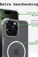 BASEY. Hoes Geschikt voor iPhone 16 Pro Hoesje Magsafe Compatible Shock Proof Case Transparant Met Screenprotector - Hoesje Geschikt voor iPhone 16 Pro Hoes Geschikt voor Magsafe Cover Shockproof