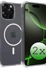 BASEY. Hoes Geschikt voor iPhone 16 Pro Max Hoesje Magsafe Compatible Shock Proof Case Transparant - Hoesje Geschikt voor iPhone 16 Pro Max Hoes Geschikt voor Magsafe Cover Shockproof - 2 Stuks