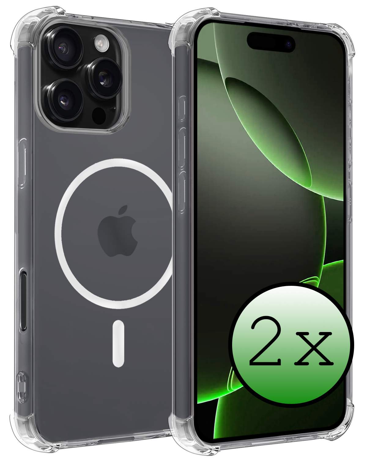 BASEY. Hoes Geschikt voor iPhone 16 Pro Max Hoesje Magsafe Compatible Shock Proof Case Transparant - Hoesje Geschikt voor iPhone 16 Pro Max Hoes Geschikt voor Magsafe Cover Shockproof - 2 Stuks