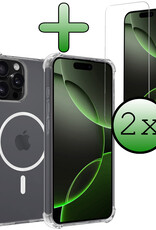 BASEY. Hoes Geschikt voor iPhone 16 Pro Max Hoesje Magsafe Compatible Shock Proof Case Transparant Met 2x Screenprotector - Hoesje Geschikt voor iPhone 16 Pro Max Hoes Geschikt voor Magsafe Cover Shockproof