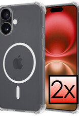 NoXx Hoes Geschikt voor iPhone 16 Plus Hoesje Geschikt voor Magsafe Hoesje Cover Shock Proof Case - Transparant - 2x