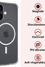 NoXx Hoes Geschikt voor iPhone 16 Plus Hoesje Geschikt voor Magsafe Hoesje Cover Shock Proof Case Met Screenprotector - Transparant