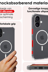 NoXx Hoes Geschikt voor iPhone 16 Plus Hoesje Geschikt voor Magsafe Hoesje Cover Shock Proof Case Met Screenprotector - Transparant