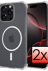 NoXx Hoes Geschikt voor iPhone 16 Pro Hoesje Geschikt voor Magsafe Hoesje Cover Shock Proof Case - Transparant - 2x