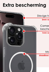 NoXx Hoes Geschikt voor iPhone 16 Pro Hoesje Geschikt voor Magsafe Hoesje Cover Shock Proof Case Met Screenprotector - Transparant