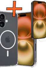 Nomfy Hoesje Geschikt voor iPhone 16 Plus Hoes Geschikt voor Magsafe Shock Proof Cover Case Shockproof Transparant Met Screenprotector - Hoesje Geschikt voor iPhone 16 Plus Hoes Back Case Magsafe