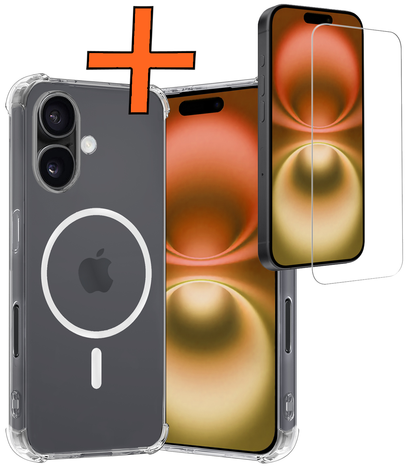 Nomfy Hoesje Geschikt voor iPhone 16 Plus Hoes Geschikt voor Magsafe Shock Proof Cover Case Shockproof Transparant Met Screenprotector - Hoesje Geschikt voor iPhone 16 Plus Hoes Back Case Magsafe