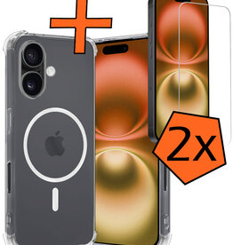 Nomfy Nomfy iPhone 16 Plus Magsafe Hoesje Transparant Met 2x Screenprotector
