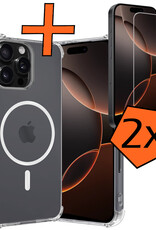 Nomfy Hoesje Geschikt voor iPhone 16 Pro Hoes Geschikt voor Magsafe Shock Proof Cover Case Shockproof Transparant Met 2x Screenprotector - Hoesje Geschikt voor iPhone 16 Pro Hoes Back Case Magsafe