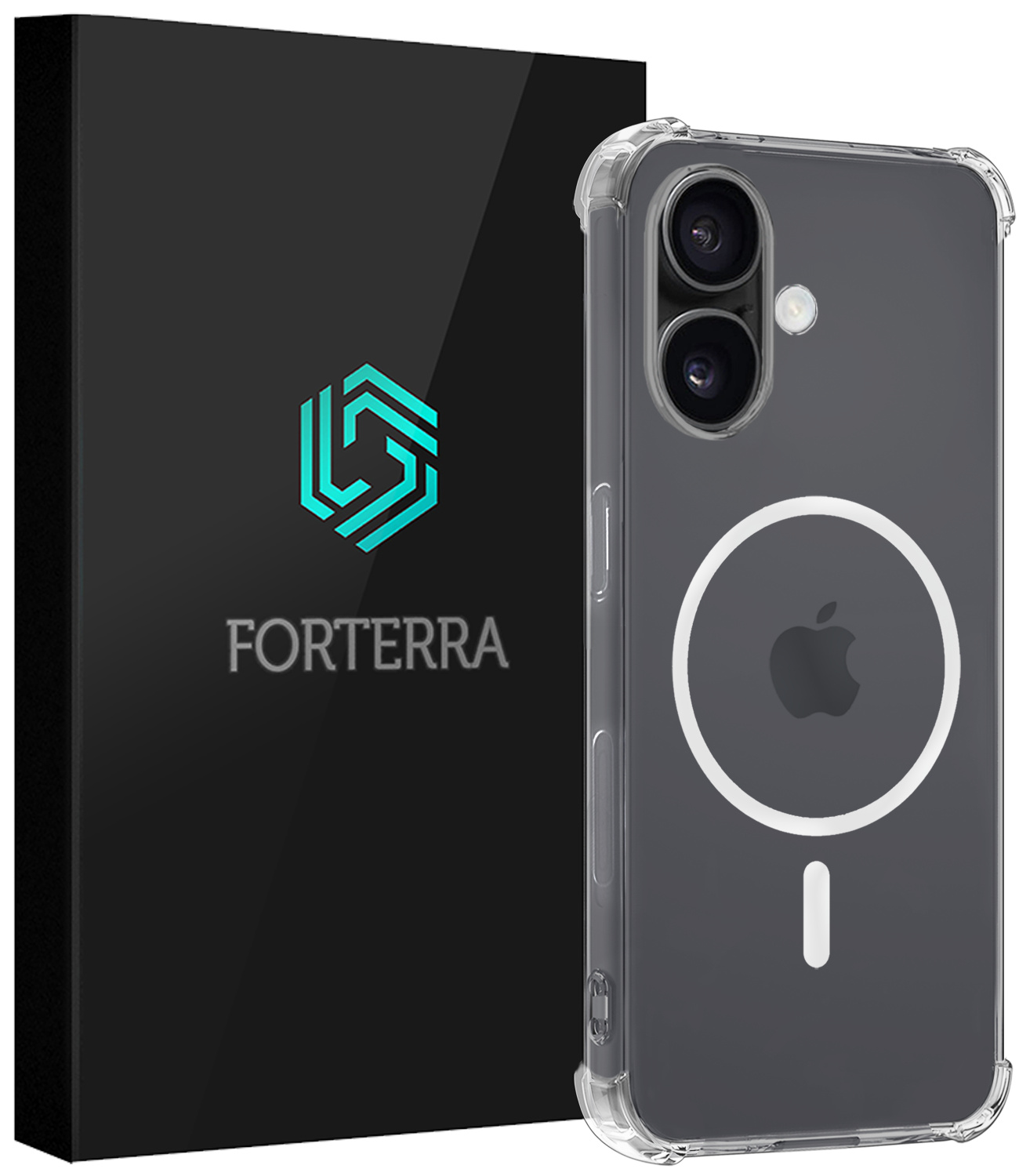 Forterra Hoesje Geschikt voor iPhone 16 Plus MagSafe Shock Proof Case Back Cover - Hoes Geschikt voor iPhone 16 Plus Met MagSafe Shockproof Telefoonhoesje - Transparant
