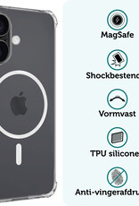 Forterra Hoesje Geschikt voor iPhone 16 Plus MagSafe Shock Proof Case Back Cover Met Screenprotector - Hoes Geschikt voor iPhone 16 Plus Met MagSafe Shockproof Telefoonhoesje - Transparant