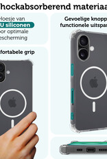 Forterra Hoesje Geschikt voor iPhone 16 Plus MagSafe Shock Proof Case Back Cover Met Screenprotector - Hoes Geschikt voor iPhone 16 Plus Met MagSafe Shockproof Telefoonhoesje - Transparant