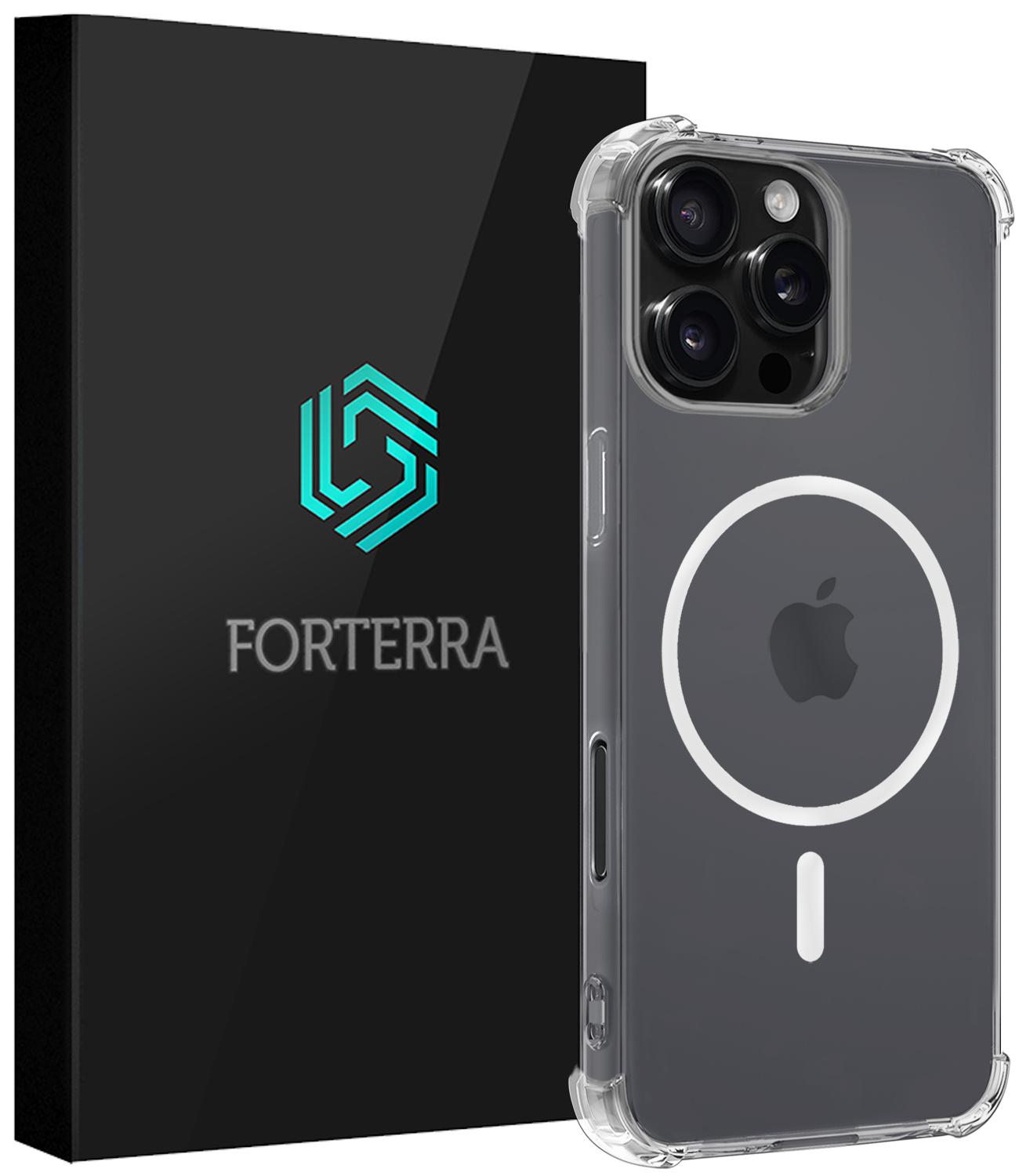Forterra Hoesje Geschikt voor iPhone 16 Pro MagSafe Shock Proof Case Back Cover - Hoes Geschikt voor iPhone 16 Pro Met MagSafe Shockproof Telefoonhoesje - Transparant
