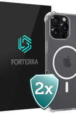 Forterra Hoesje Geschikt voor iPhone 16 Pro Max MagSafe Shock Proof Case Back Cover - Hoes Geschikt voor iPhone 16 Pro Max Met MagSafe Shockproof Telefoonhoesje - Transparant - 2 PACK