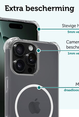 Forterra Hoesje Geschikt voor iPhone 16 Pro Max MagSafe Shock Proof Case Back Cover Met Screenprotector - Hoes Geschikt voor iPhone 16 Pro Max Met MagSafe Shockproof Telefoonhoesje - Transparant