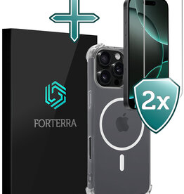 Forterra Forterra iPhone 16 Pro Max Magsafe Hoesje Transparant Met 2x Screenprotector