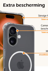 Nomfy Hoesje Geschikt voor iPhone 16 Hoes Geschikt voor Magsafe Shock Proof Cover Case Shockproof Transparant Met 2x Screenprotector - Hoesje Geschikt voor iPhone 16 Hoes Back Case Magsafe