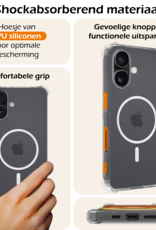 Nomfy Hoesje Geschikt voor iPhone 16 Hoes Geschikt voor Magsafe Shock Proof Cover Case Shockproof Transparant Met 2x Screenprotector - Hoesje Geschikt voor iPhone 16 Hoes Back Case Magsafe