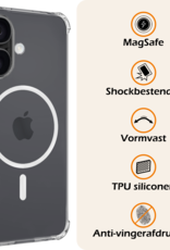 Nomfy Hoesje Geschikt voor iPhone 16 Hoes Geschikt voor Magsafe Shock Proof Cover Case Shockproof Transparant Met 2x Screenprotector - Hoesje Geschikt voor iPhone 16 Hoes Back Case Magsafe