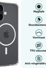 Forterra Hoesje Geschikt voor iPhone 16 MagSafe Shock Proof Case Back Cover Met Screenprotector - Hoes Geschikt voor iPhone 16 Met MagSafe Shockproof Telefoonhoesje - Transparant