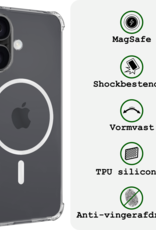BASEY. Hoes Geschikt voor iPhone 16 Hoesje Magsafe Compatible Shock Proof Case Transparant - Hoesje Geschikt voor iPhone 16 Hoes Geschikt voor Magsafe Cover Shockproof - 2 Stuks