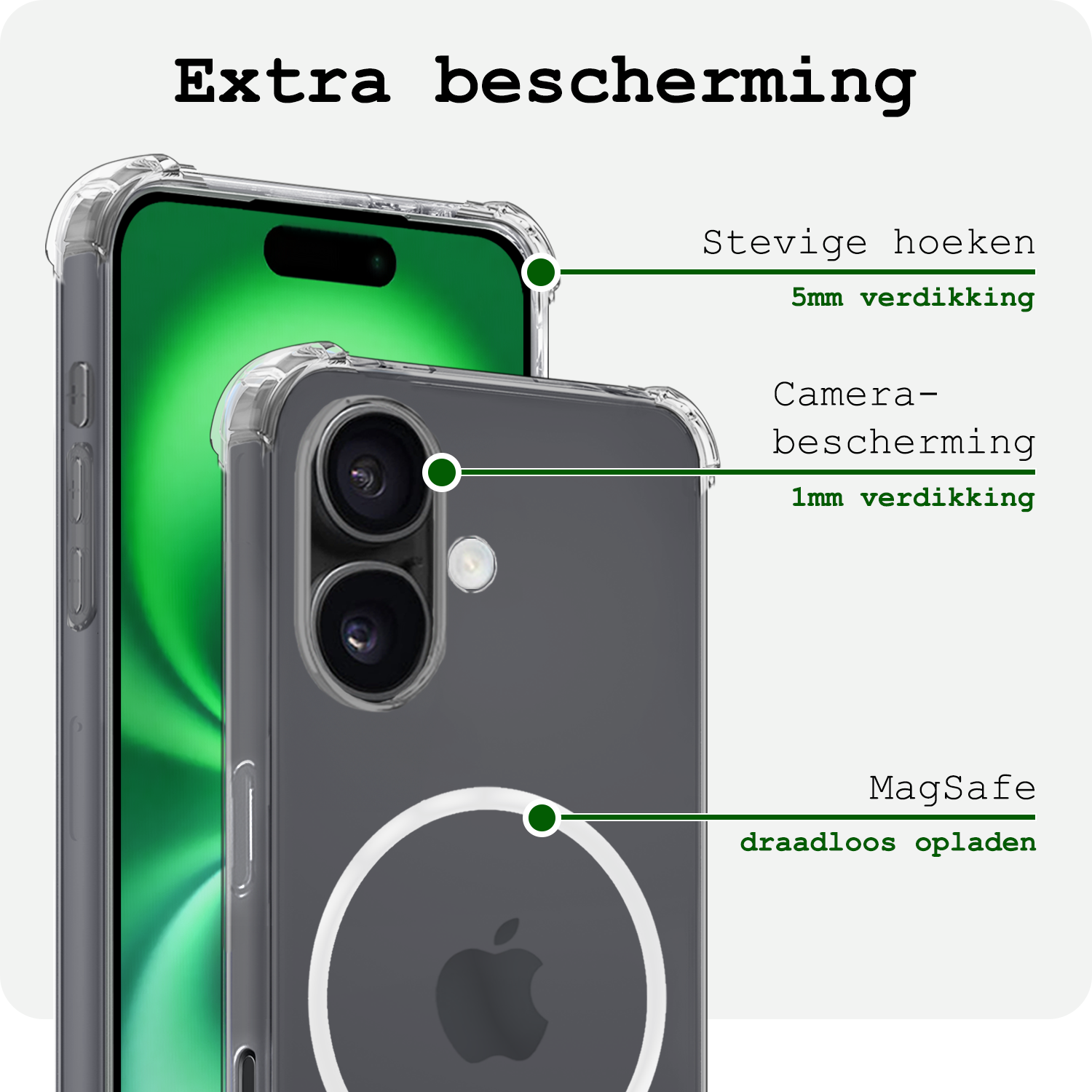 BASEY. Hoes Geschikt voor iPhone 16 Hoesje Magsafe Compatible Shock Proof Case Transparant - Hoesje Geschikt voor iPhone 16 Hoes Geschikt voor Magsafe Cover Shockproof - 2 Stuks