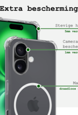 BASEY. Hoes Geschikt voor iPhone 16 Hoesje Magsafe Compatible Shock Proof Case Transparant Met Screenprotector - Hoesje Geschikt voor iPhone 16 Hoes Geschikt voor Magsafe Cover Shockproof